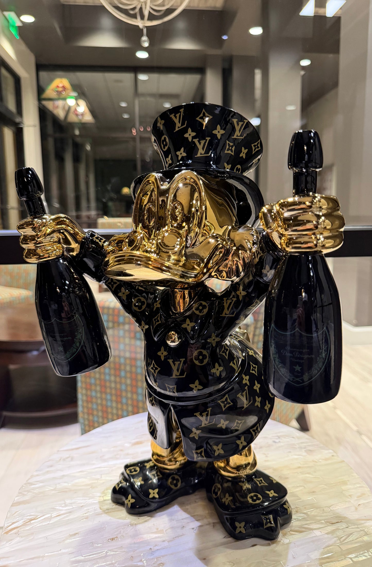 Scrooge McDuck Lv Gold Dom Bottles Pop Art Sculpture