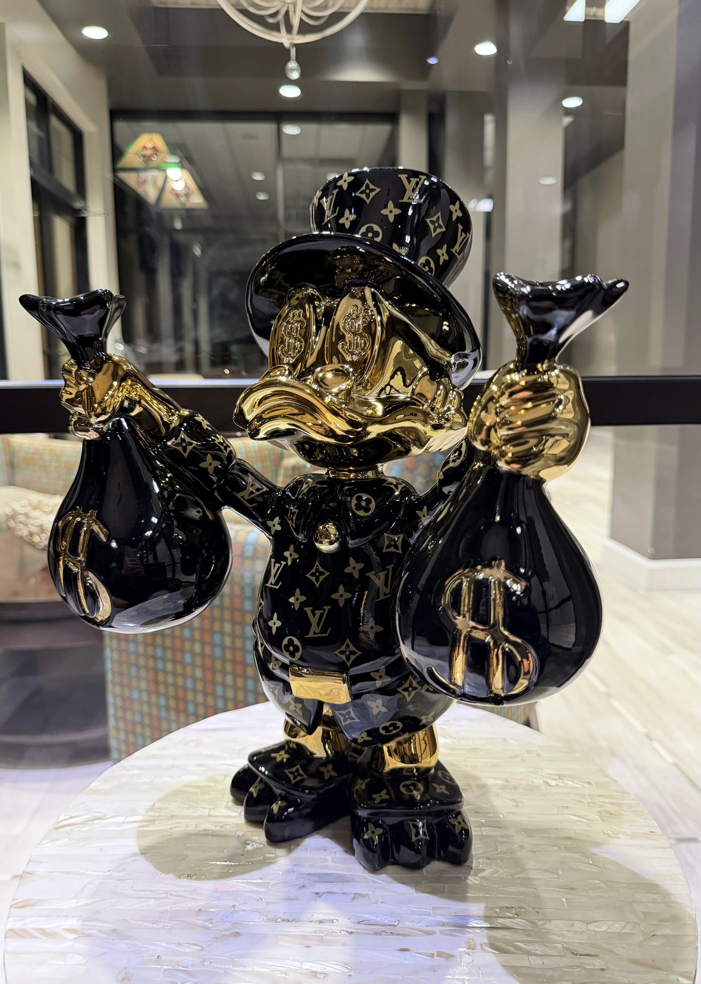 Scrooge McDuck Black Money Bags LV Edition Pop Art Sculpture