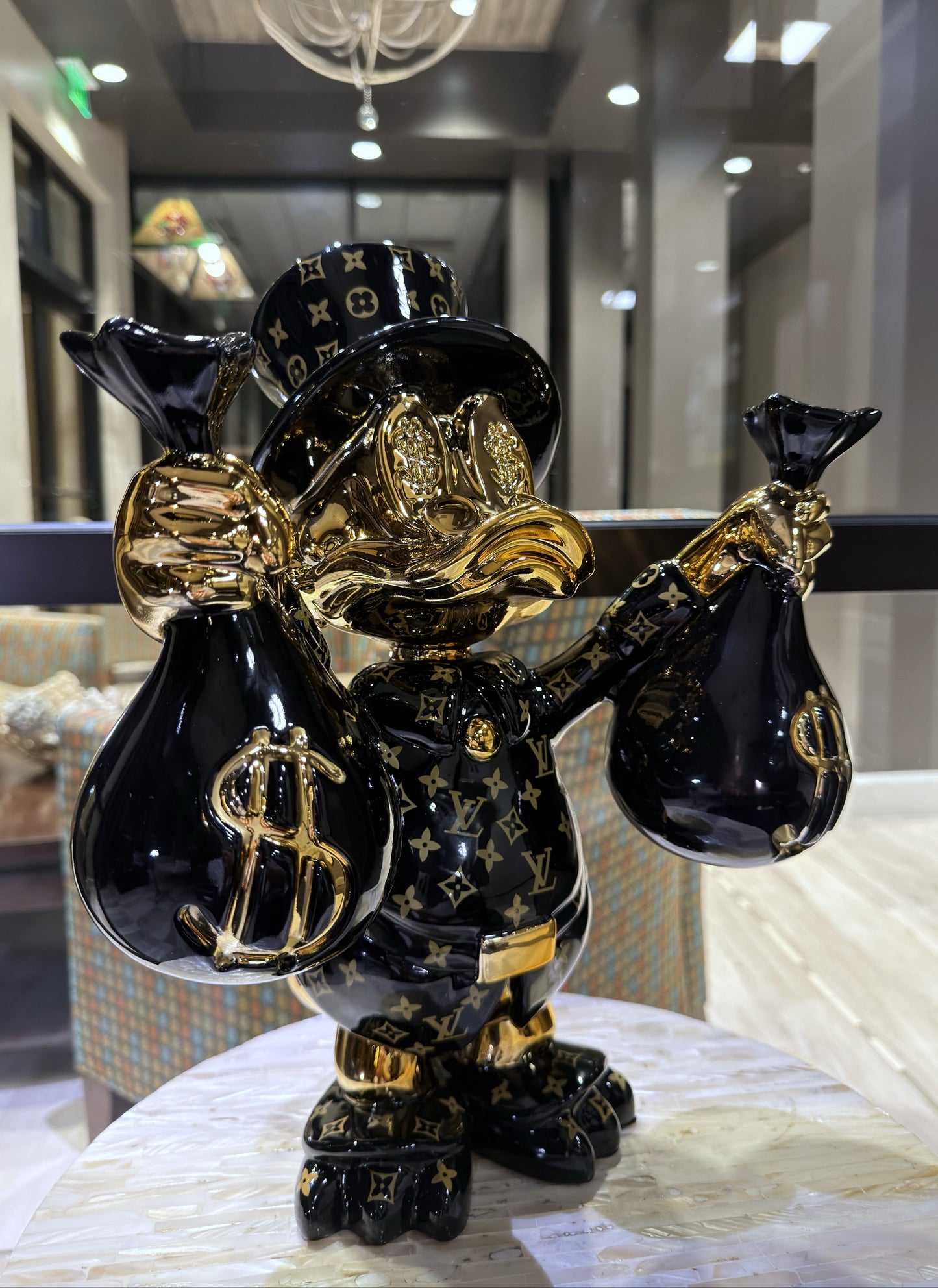 Mr Scrooge McDuck Black LV Money Bags Edition Pop Art