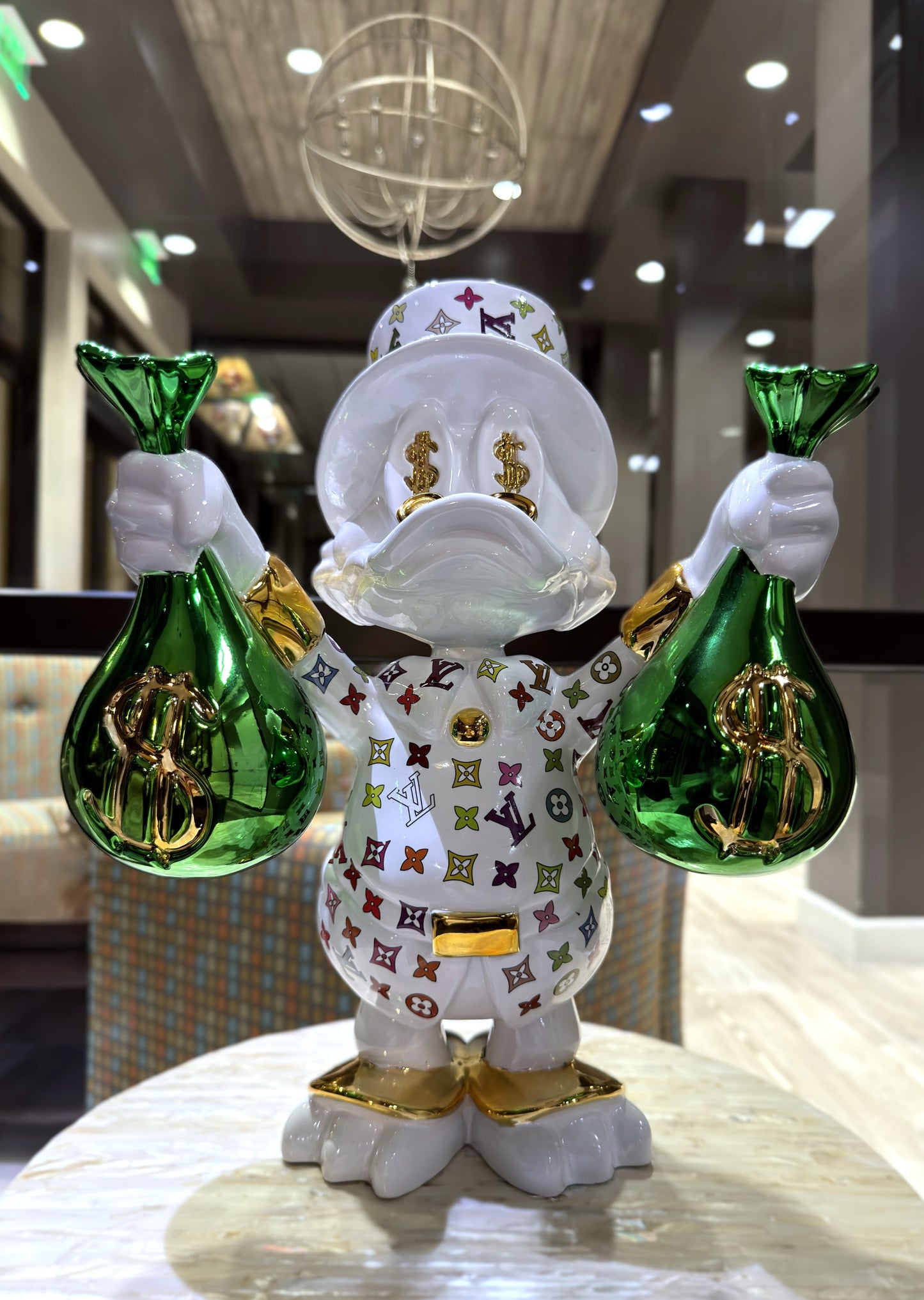 Billionaire Scrooge McDuck - LV Money Bags Pop Art Sculpture