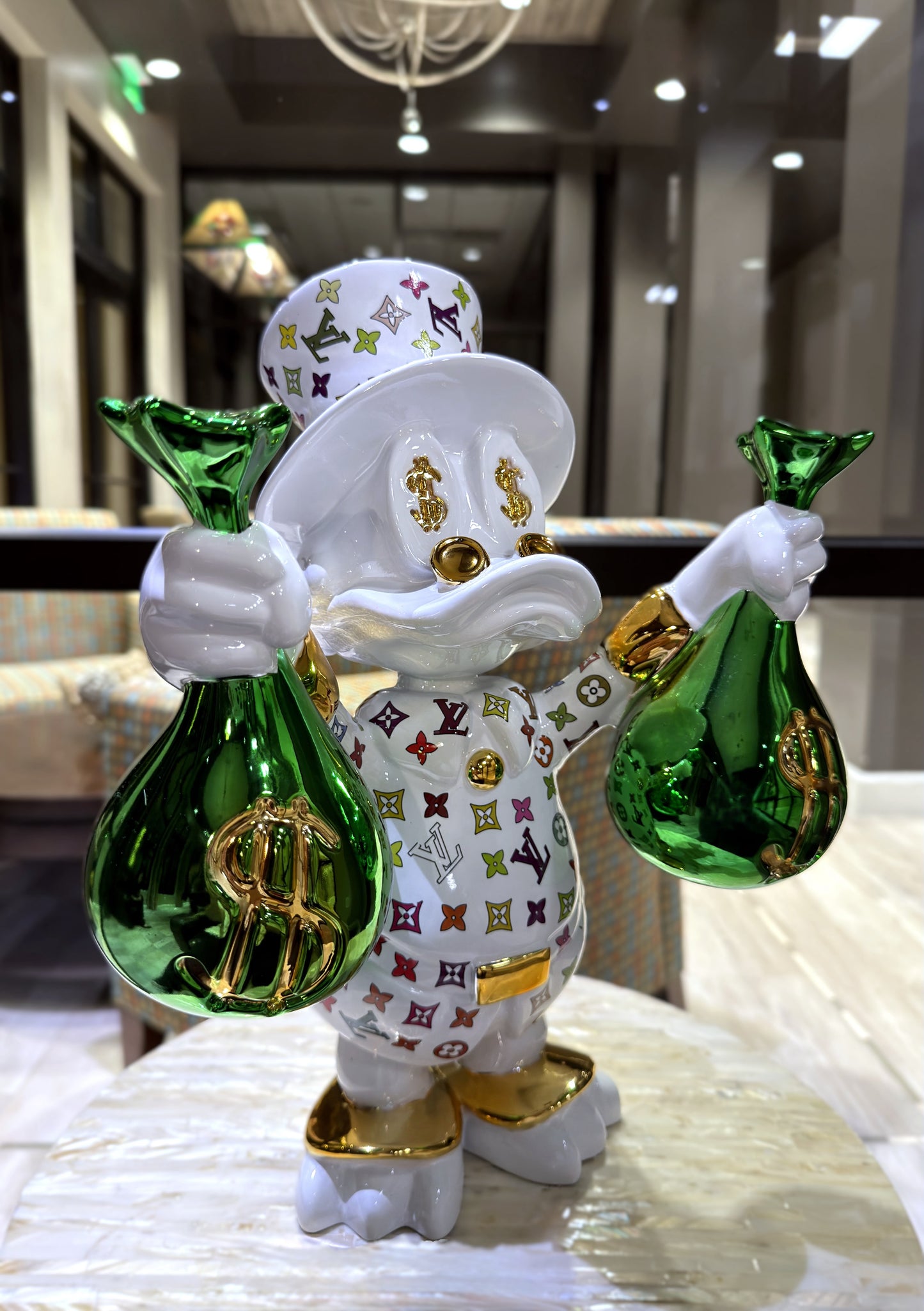 Billionaire Scrooge McDuck - LV Money Bags Pop Art Sculpture