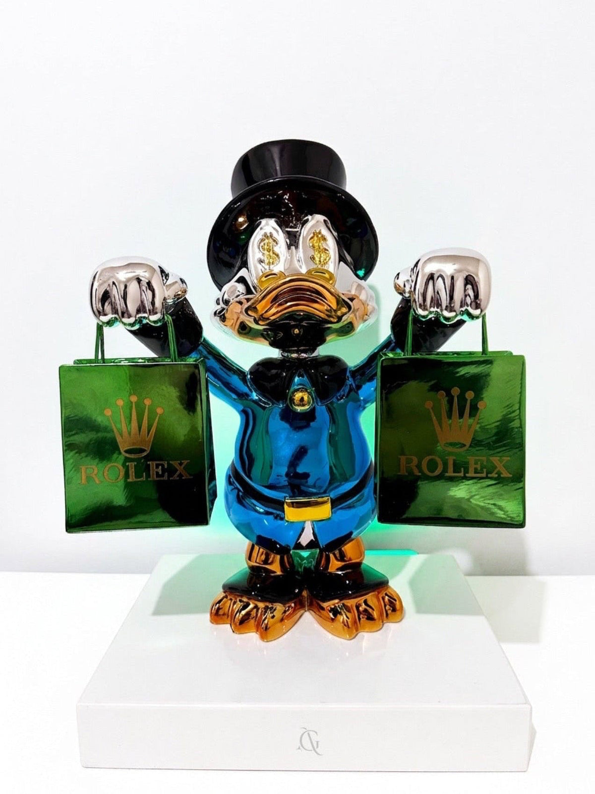Escultura Pop Art Tio Patinhas Gastador Edição Rolex Bolsa Preta
