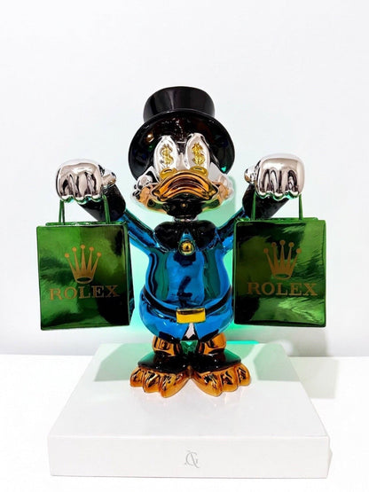 Escultura Pop Art Tio Patinhas Gastador Edição Rolex Bolsa Preta