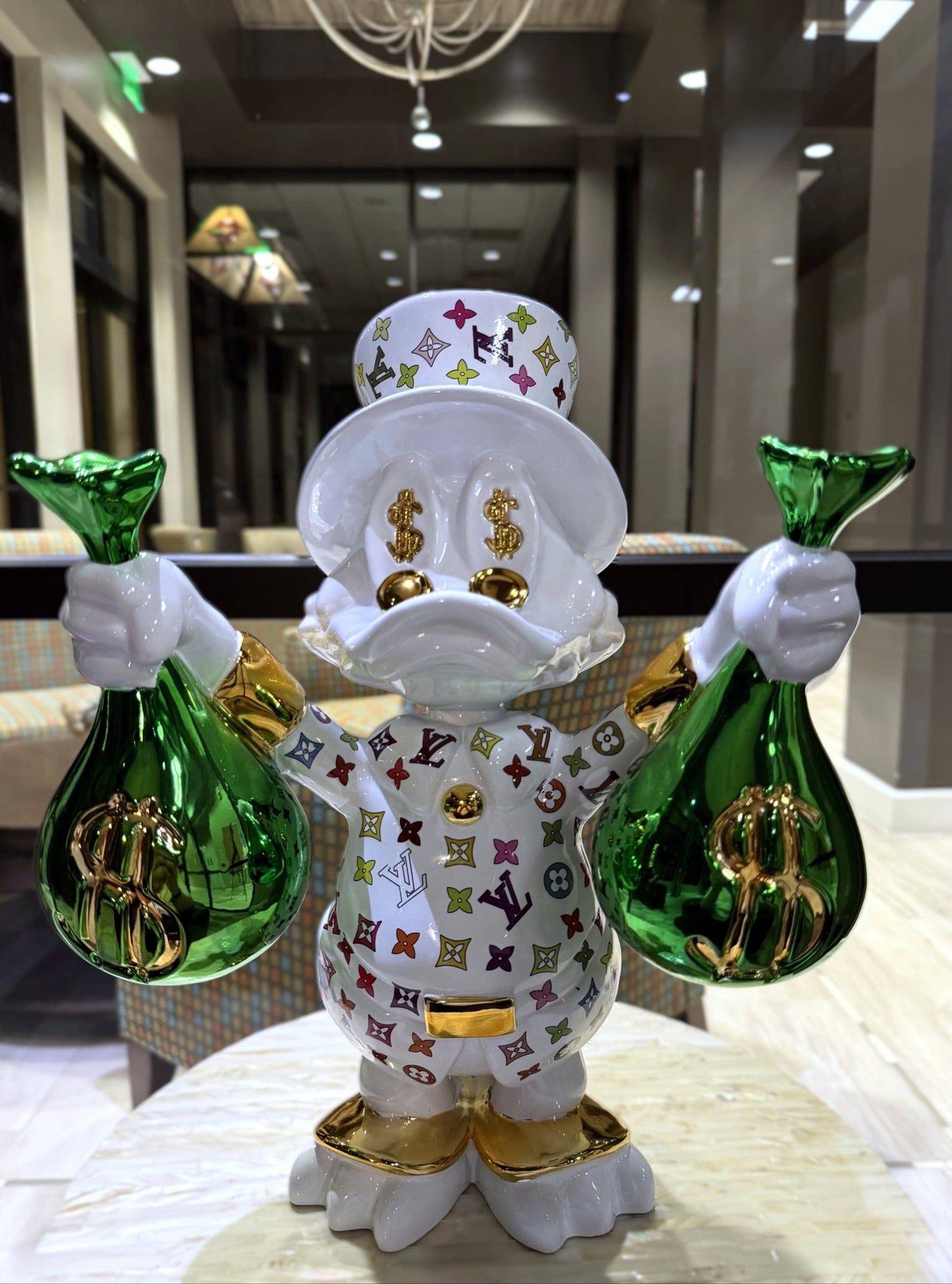 Billionaire Scrooge McDuck - LV Money Bags Pop Art Sculpture