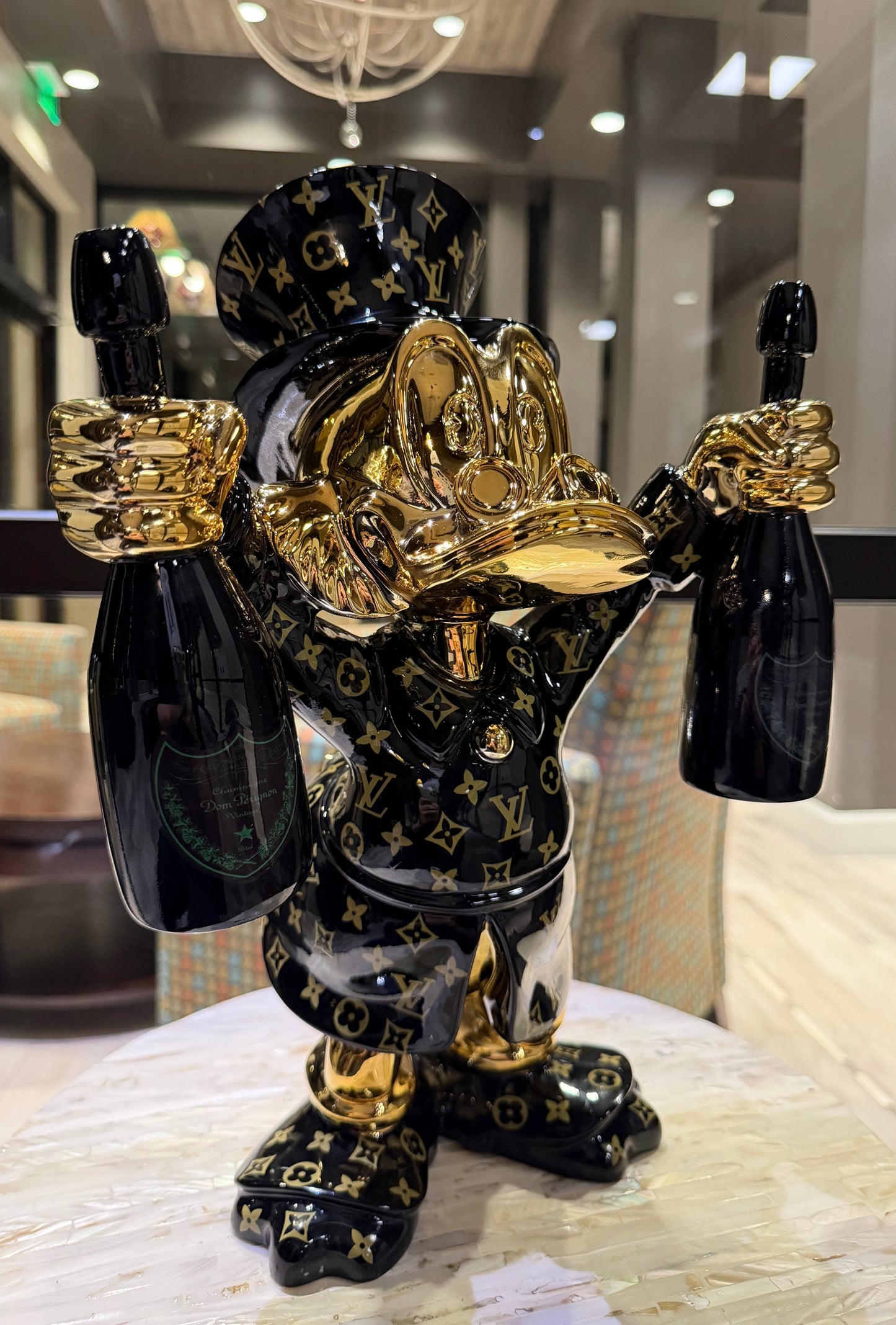Scrooge McDuck Lv Gold Dom Bottles Pop Art Sculpture