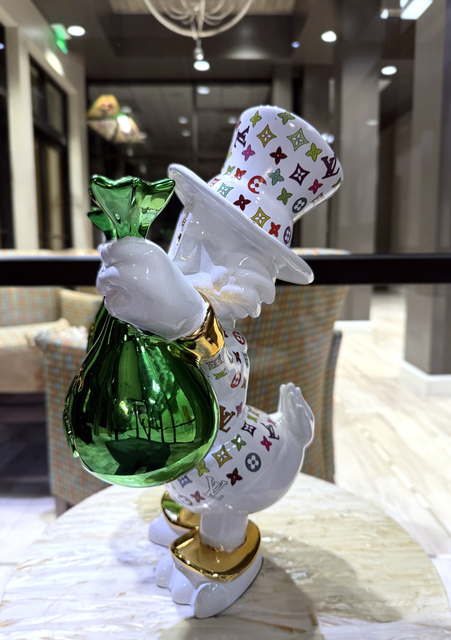 Billionaire Scrooge McDuck - LV Money Bags Pop Art Sculpture