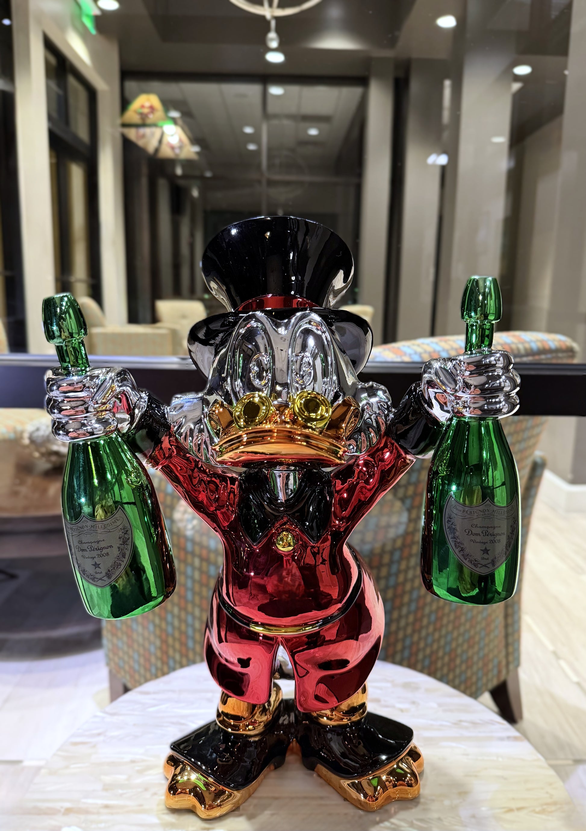 Scrooge McDuck Red Dom Pérignon celebration edition luxury pop art sculpture