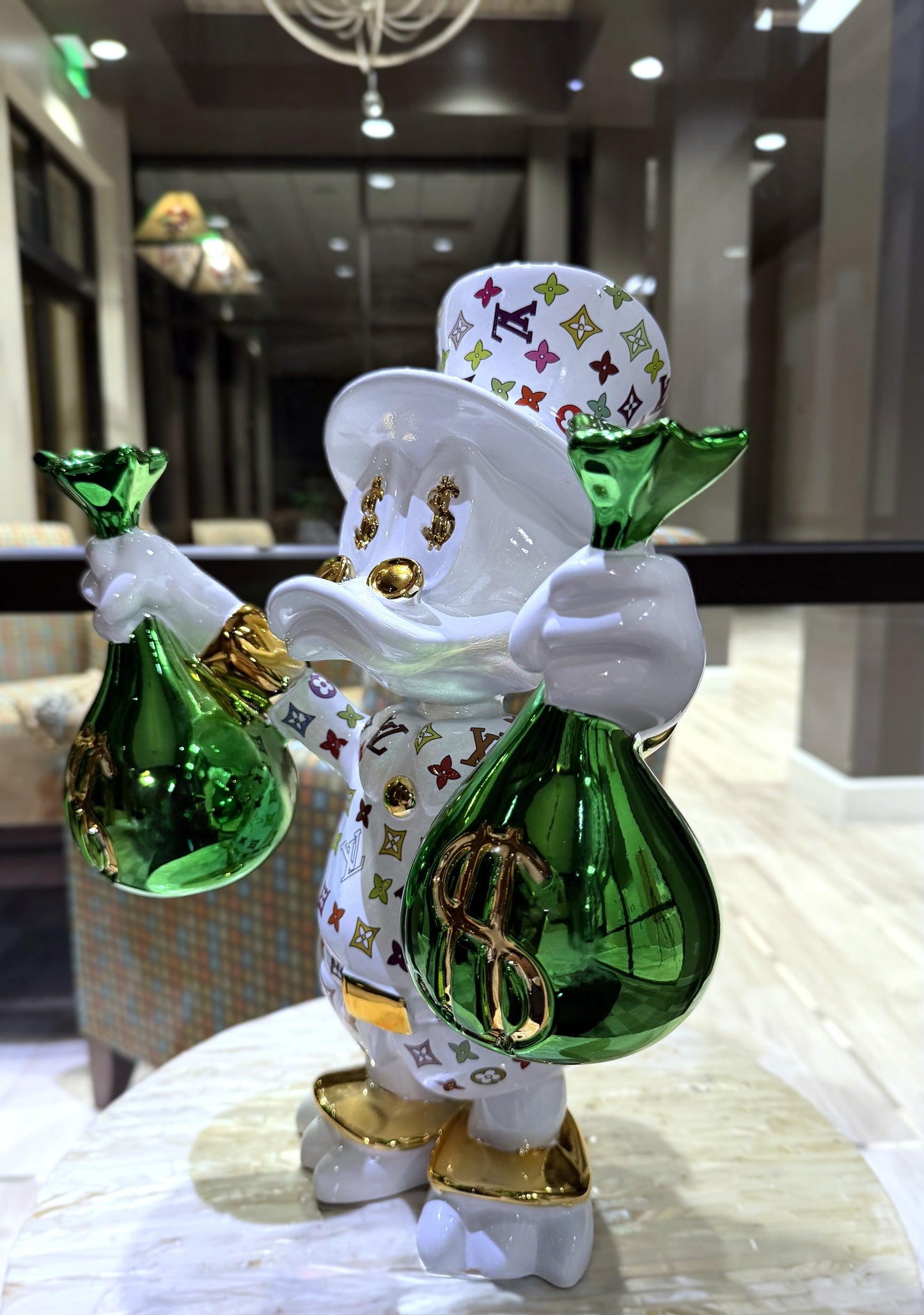 Billionaire Scrooge McDuck - LV Money Bags Pop Art Sculpture